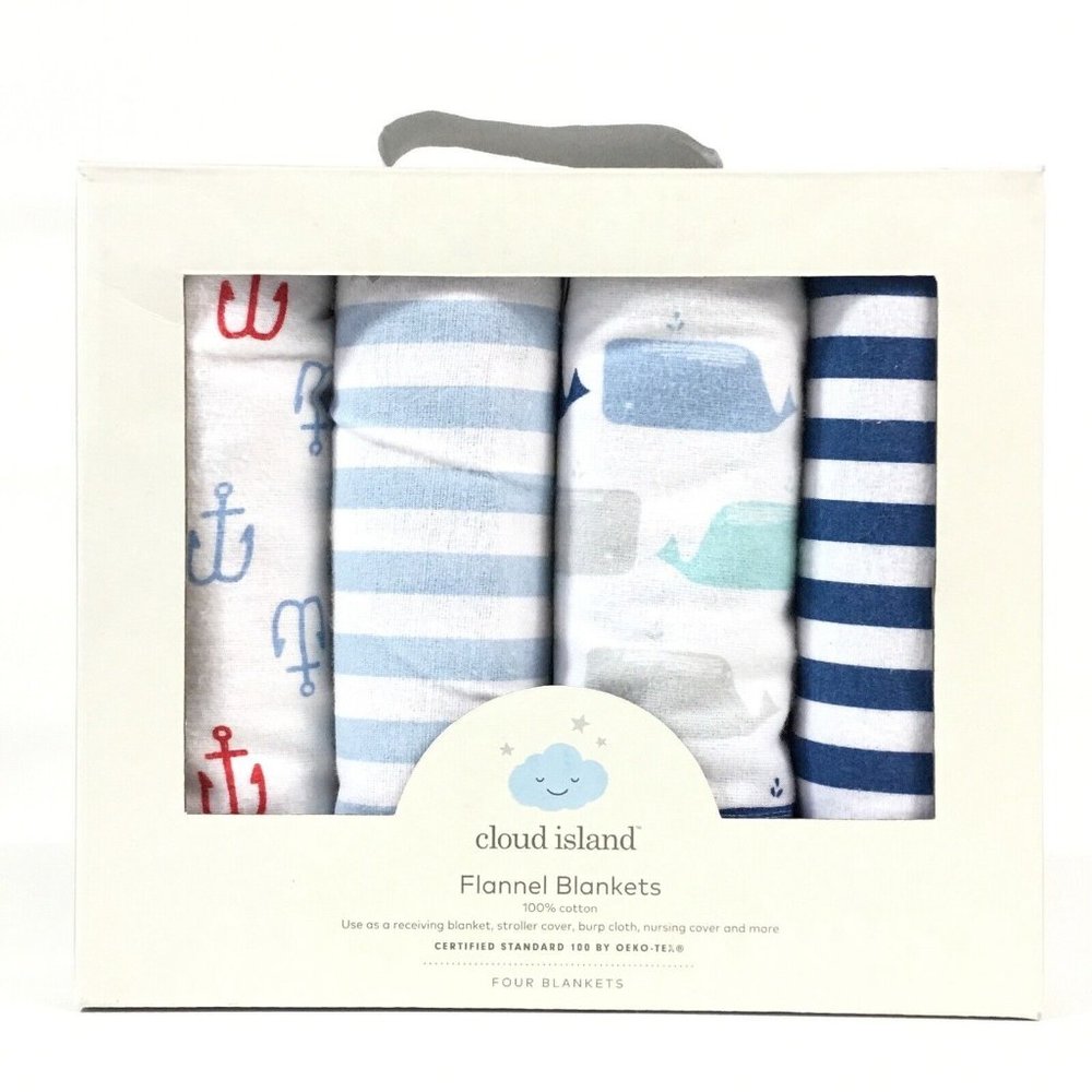 Cloud Island Baby Blankets Nautical Set 30x30" 4 Pack
